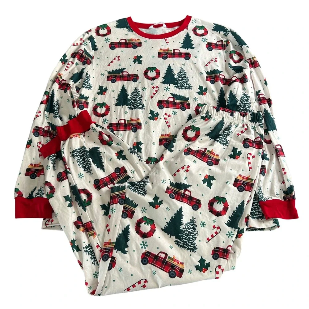 PatPat Christmas Winter Two Piece Pajama‎ Set Mens Size XL White Pajamas Pjs